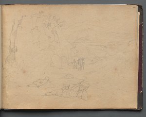 Album met Zichten van Rome en Omgeving, Landschapsstudies, pagina 44a: Figuren in een Landschap door Franz Johann Heinrich Nadorp