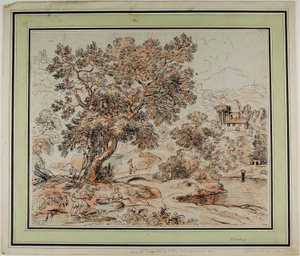 Figuren in idyllisch Italiaans landschap