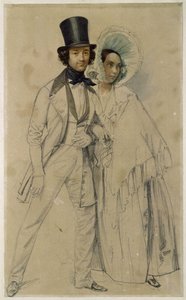 Het echtpaar Paul en Amalie Taglioni (Studie voor het schilderij „Parade van het eerste voetgarderegiment”, 1839) door Franz Krüger