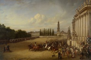 Parade in Potsdam in het jaar 1817 door Franz Krüger