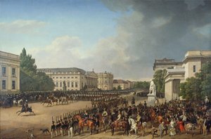 Parade op de Opernplatz in Berlijn door Franz Krüger
