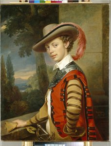Portret van prins Nikolai Saltykov in verkleedkleding