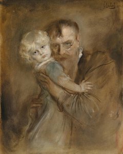 Zelfportret met dochter Marion door Franz von Lenbach