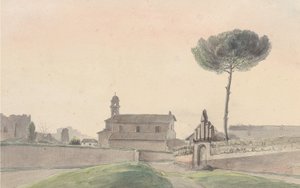 Uitzicht op de kerk van San Pancrazio, Rome, vanuit het zuiden, 1834
