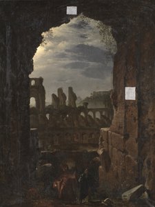 Uitzicht op het Colosseum bij maanlicht door Franz Ludwig Catel