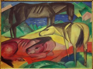 Drie paarden II door Franz Marc