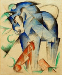 Fabeldieren (Blauw paard en rode hond) door Franz Marc