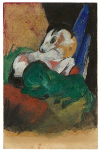 Groen en wit paard. Ansichtkaart aan Elisabeth Macke, 1913 door Franz Marc