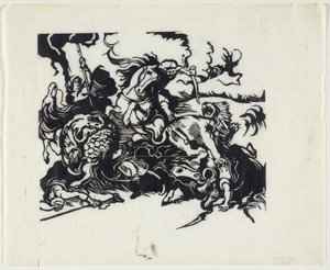 Leeuwenjacht naar Delacroix door Franz Marc