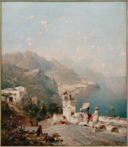 Elegante Dames Overzien de Golf van Salerno door Franz Richard Unterberger