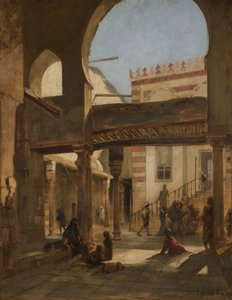 Scene in Kalaun Moskee Complex Caïro door Franz Seraph von Lenbach