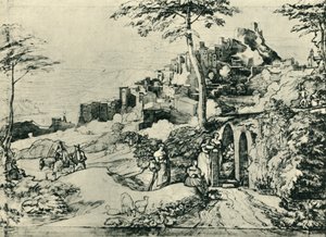 Vrouwen bij een waterfontein in Olevano, nabij Rome, Italië, 1822, 1943 door Franz Theobald Horny