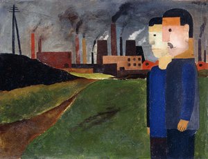 Industrielandschap en arbeiders door Franz W. Seiwert