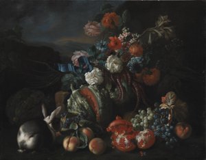 Stenen basis met bloemen en fruit door Franz Werner Tamm