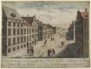 Gezicht op de Rue du Roi--Boston (1776) door Franz Xaver Habermann