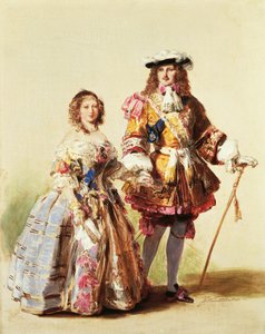 Koningin Victoria en Prins Albert gekleed in kleding van de Restauratie voor hun bal in 1851 door Franz Xaver Winterhalter