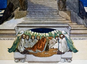 En nieuw nageslacht daalt neer uit de hemel, Vagevuur, canto XXII, Goddelijke Komedie van Dante Alighieri, illustratie door Franz von Bayros (1866-1924), Wenen