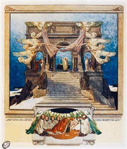 En nieuwe nakomelingen dalen neer uit de hemel, Vers 72, Purgatorio, Canto XXII, De Goddelijke Komedie, door Dante Alighieri, illustratie door Franz Von Bayros, Wenen