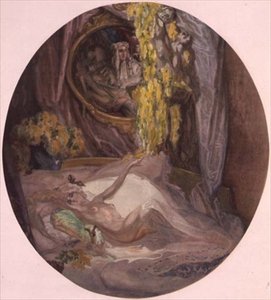 Vrouw op een Bed door Franz von Bayros (1866 1924)