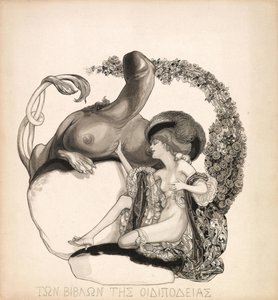 Erotische illustratie, ca. 1912 door Franz von Bayros