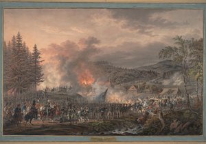 Slag bij Kulm (1813), het regiment van de Russische garde onder bevel van graaf Ostermann-Tolstoy. door Franz von Habermann