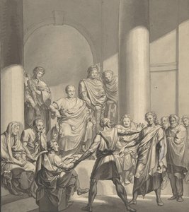 Vergadering van Romeinse Figuren, uit Regulus, een toneelstuk van Collin