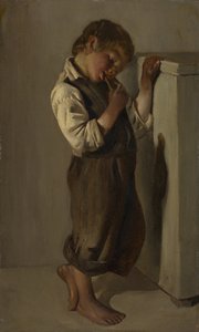 Boerenjongen die Brood Eet in de Kamer door Franz von Lenbach