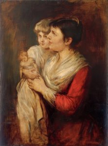 Clementine von Schön-Renz met haar dochter Hanna Elisabeth door Franz von Lenbach
