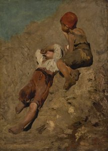 Twee Boerenjongens op een Helling door Franz von Lenbach