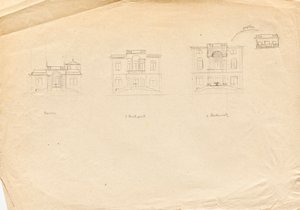 Ontwerpschetsen voor Matschs Ateliervilla - Tuingevel door Franz von Matsch