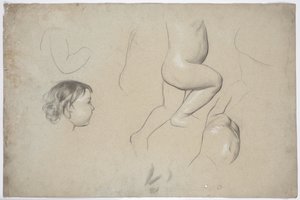 Studies van lichaamsdelen van kinderen en het hoofd van een kind in profiel