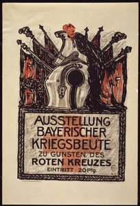 Tentoonstelling van de Beierse oorlogsbuit ten behoeve van het Rode Kruis, 1915