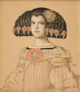 Portret van Mary, de dochter van de kunstenaar, in Spaanse kostuum, 1908 door Franz von Stuck