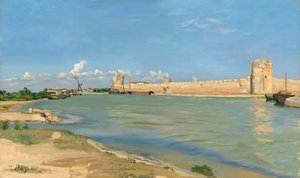 De westelijke wallen bij Aigues-Mortes door Frédéric Bazille