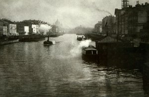 De Fontanka Rivier in Sint-Petersburg, Rusland, 1900s