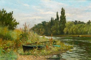 Een rustige plek aan de rivier de Theems, 1882 door Fred Hines