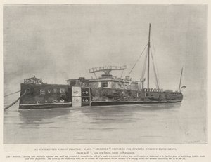 Een onderbroken schietoefening, HMS Belleisle voorbereid voor verdere schietexperimenten