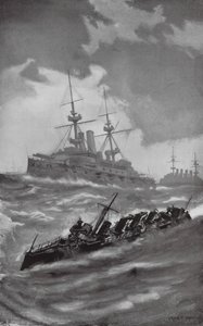 HMS Mars, Terrible en Dragon cruisen in het Engelse Kanaal door Fred T. Jane