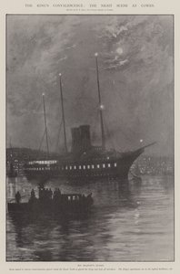 Het Herstel van de Koning, de Nachtelijke Scene bij Cowes door Fred T. Jane
