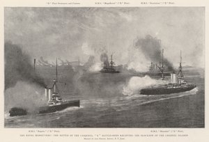 De Marine Manoeuvres, de Slag bij de Casquets, X Slagschepen die de Blokkade van de Kanaaleilanden Verlichten door Fred T. Jane