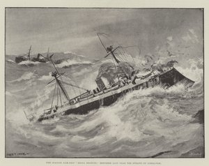Het Spaanse oorlogsschip, Reina Regente, gemeld verloren nabij de Straat van Gibraltar door Fred T. Jane