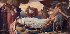 Hercules worstelt met de dood om het lichaam van Alcestis