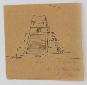Elevatieschets voor het voetstuk van het Vrijheidsbeeld, New York door Frederic Auguste Bartholdi