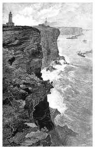 Sydney Heads vanuit het zuiden, New South Wales, Australië, 1886
