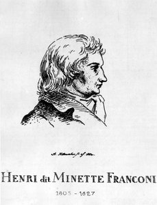 Circus: Ets door Frédéric Hillemacher, portret van Henri Franconi, genaamd Minette Franconi (1805-1827) - in 