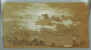 Bewolkte Lucht boven een Beboste Heuvelrug, Niagara door Frederic Edwin Church