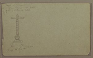 Tekening, Een kruis op het hoofdplein, Guaranda, 1857 door Frederic Edwin Church