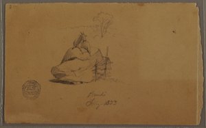 Tekening, Een geit in Pandi, Colombia, juli 1853 door Frederic Edwin Church