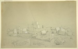 Tekening, Abels graf op berg boven Suk Wadi, 4 mei 1868 door Frederic Edwin Church