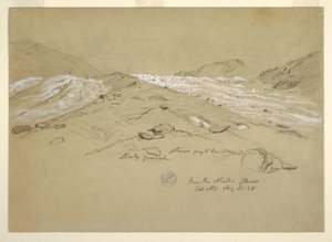 Tekening, Aletschgletsjer, Berner Alpen, Zwitserland, 28 augustus 1868 door Frederic Edwin Church